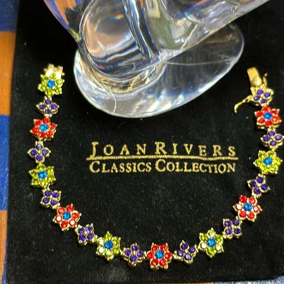 JOAN RIVERS Multicolor Crystal Flower Goldtone Bracelet - Picture 4 of 4